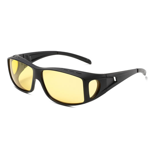 Black-yellow 2PCS Men's Polarized Fitover Sunglasses | Wrap-Around Driving Glasses | Wear Over Prescription V888-ELOSUNG46623