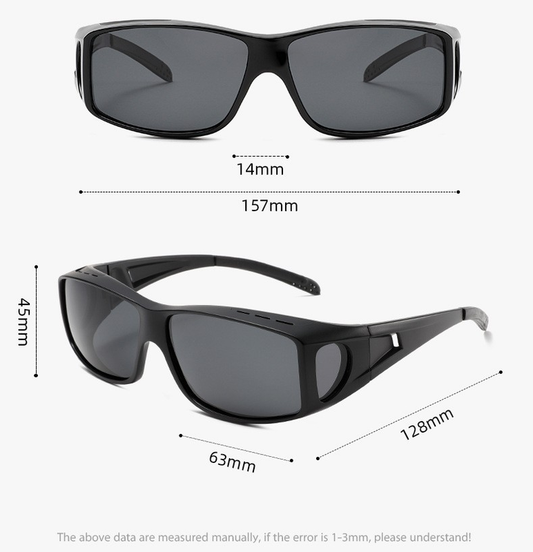 Lightblue-grey 2PCS Men's Polarized Fitover Sunglasses | Wrap-Around Driving Glasses | Wear Over Prescription V888-ELOSUNG46624