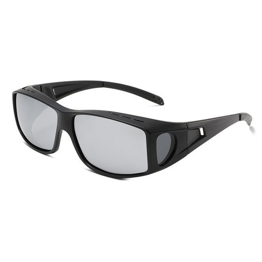 Black 2PCS Men's Polarized Fitover Sunglasses | Wrap-Around Driving Glasses | Wear Over Prescription Eyewear V888-ELOSUNG46625