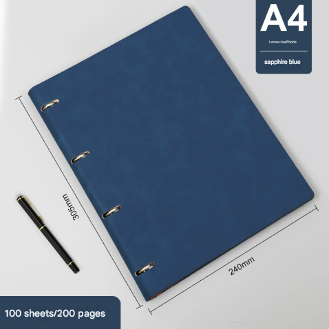 Blue 2-Piece Set Premium A4 Loose-Leaf Notebooks | Professional PU Leather Refillable Binders | 200 Pages V888-ELOSUNG4663
