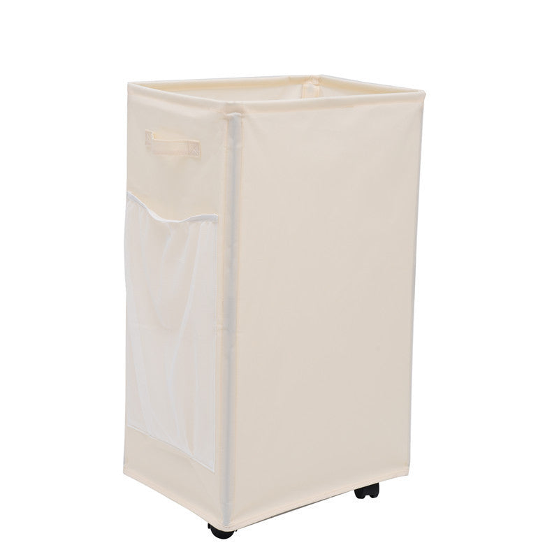 White Foldable Yoga Storage Basket, Oxford Fabric Laundry Hamper, Multi-Purpose Organizer for Toys and V888-ELOSUNG46637