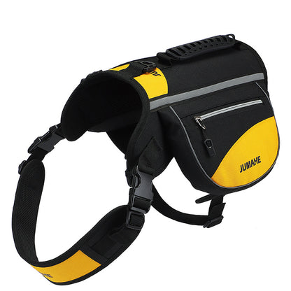 Yellow Reflective Dog Saddle Harness with Storage Bags - Adjustable Pet Backpack for Outdoor Adventures V888-ELOSUNG46646