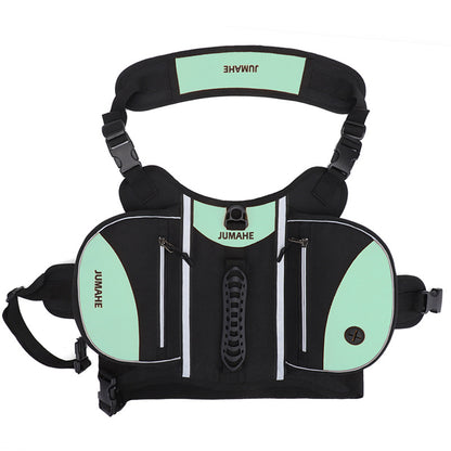 Green Reflective Dog Saddle Harness with Storage Bags - Adjustable Pet Backpack for Outdoor Adventures V888-ELOSUNG46647