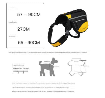 Green Reflective Dog Saddle Harness with Storage Bags - Adjustable Pet Backpack for Outdoor Adventures V888-ELOSUNG46647