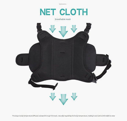 Blue Reflective Dog Saddle Harness with Storage Bags - Adjustable Pet Backpack for Outdoor Adventures V888-ELOSUNG46648