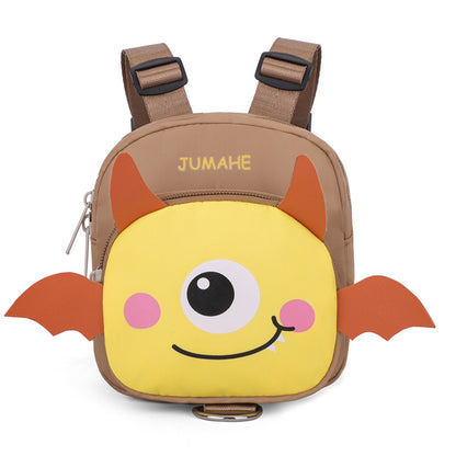 Brown Cute Cartoon Monster Pet Backpack | Small Dog Self-Wearing Snack Bag | Adjustable Harness with Leash V888-ELOSUNG46651