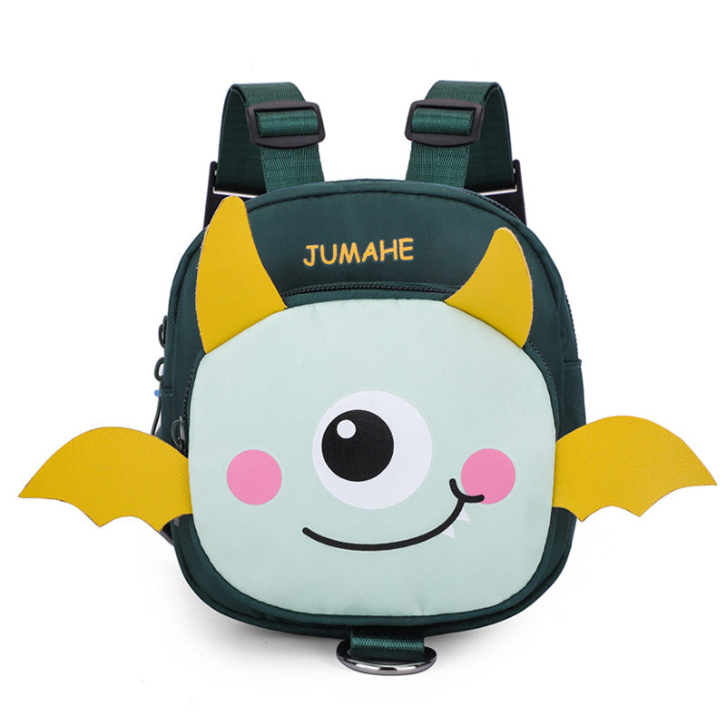 Dark Green Cute Cartoon Monster Pet Backpack | Small Dog Self-Wearing Snack Bag | Adjustable Harness with V888-ELOSUNG46653