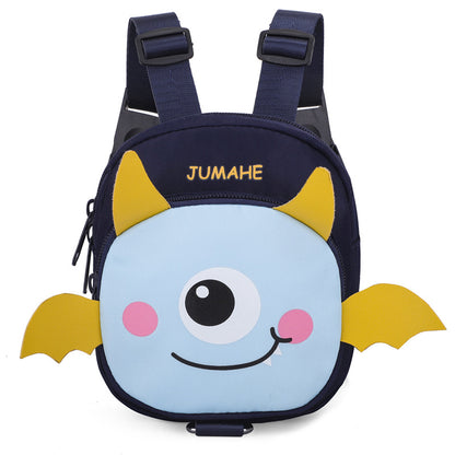 Navy Blue Cute Cartoon Monster Pet Backpack | Small Dog Self-Wearing Snack Bag | Adjustable Harness with V888-ELOSUNG46654