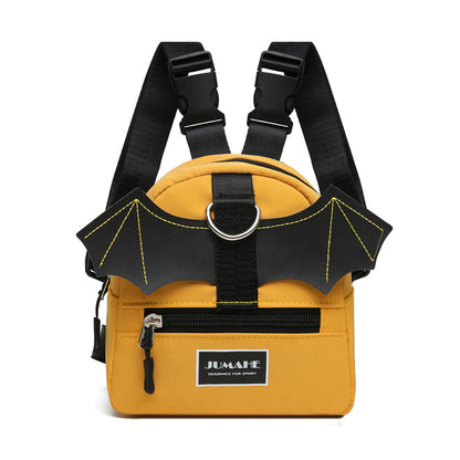 Yellow Adorable Bat-Wing Pet Backpack for Dogs | Self-Wearing Snack Pouch | Adjustable Harness Bag with Leash V888-ELOSUNG46655