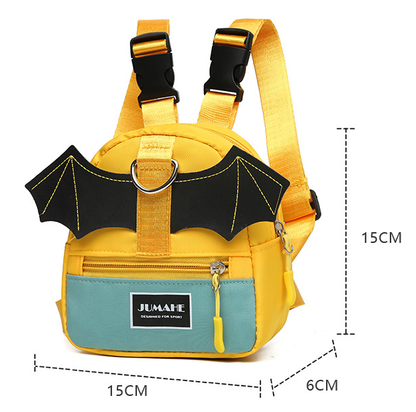 Yellow-green Adorable Bat-Wing Pet Backpack for Dogs | Self-Wearing Snack Pouch | Adjustable Harness Bag with V888-ELOSUNG46656