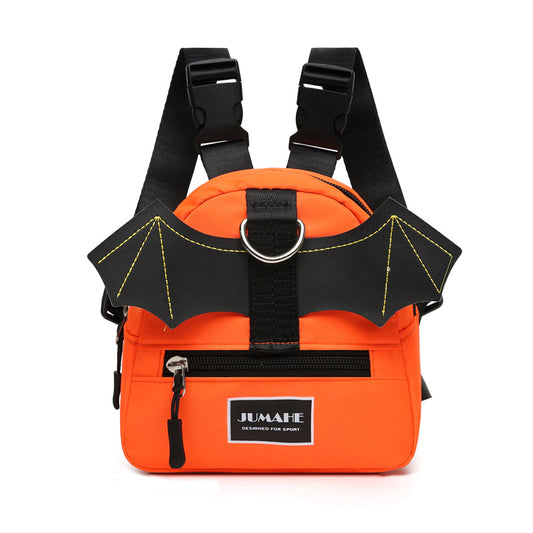 Orange Adorable Bat-Wing Pet Backpack for Dogs | Self-Wearing Snack Pouch | Adjustable Harness Bag with Leash V888-ELOSUNG46657