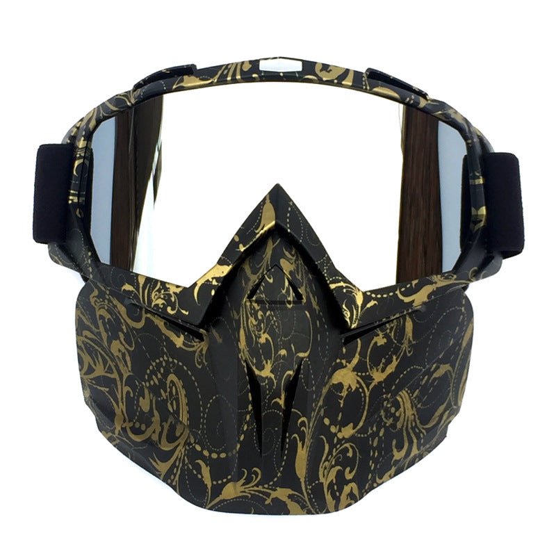 Copper Flower Frame Mercury Piece Sleek Black Full-Face Snow Goggles with Mirror Lens - Ultimate Protection V888-ELOSUNG46665