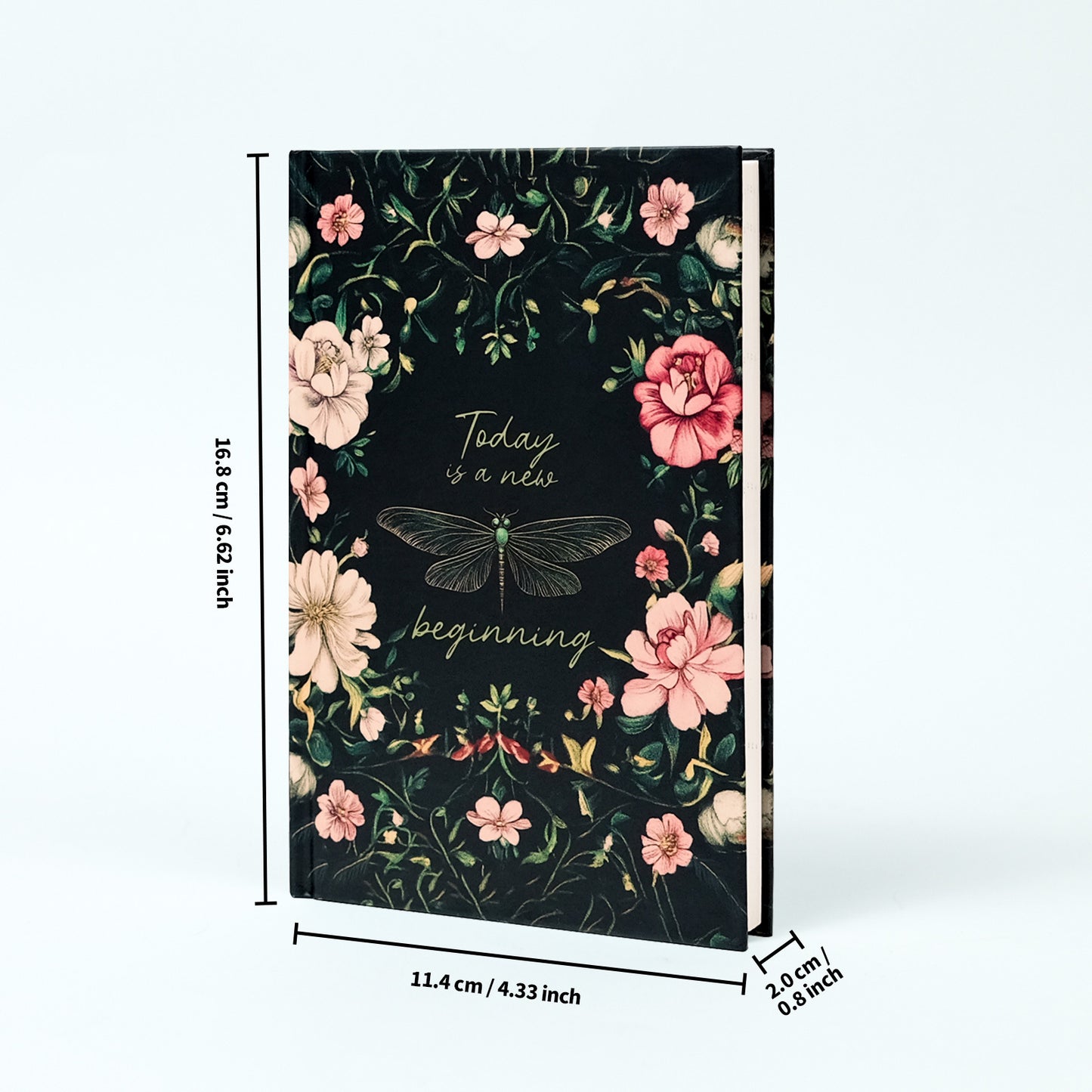 2PCS Elegant Vintage Floral Hardcover Notebook | Today is a New Beginning Dragonfly Journal | Creative A6 V888-ELOSUNG46680