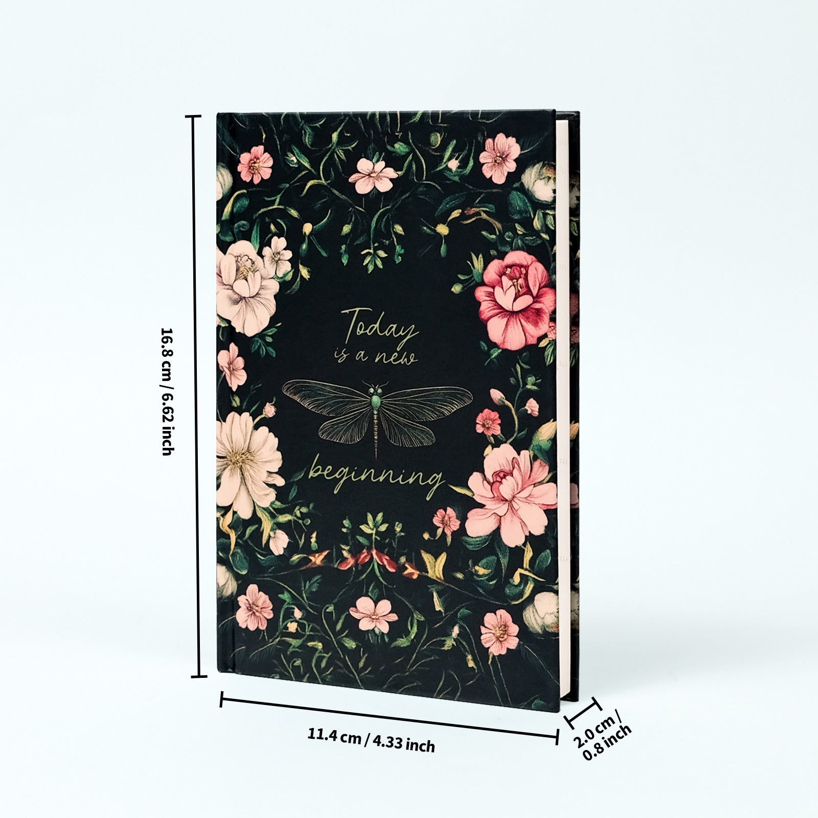 2PCS Elegant Vintage Floral Hardcover Notebook | Today is a New Beginning Dragonfly Journal | Creative A6 V888-ELOSUNG46680