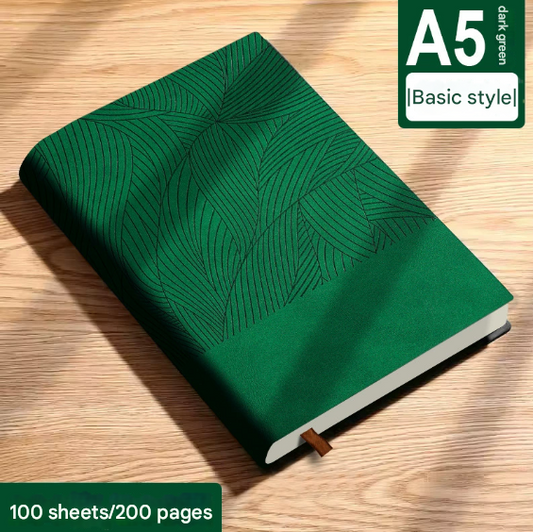 Green 2PCS Premium A5 Business Notebook | Soft Touch Faux Leather Diary | 200 Pages Thickened Journal | V888-ELOSUNG46681