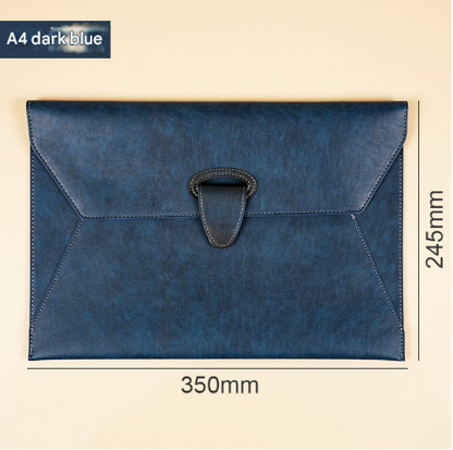 Dark Blue Professional A4 PU Leather Document Bag | Magnetic Clasp Business Portfolio | Waterproof File Pouch V888-ELOSUNG46688