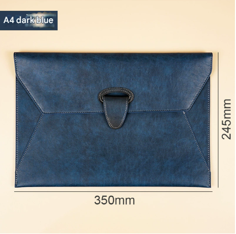 Dark Blue Professional A4 PU Leather Document Bag | Magnetic Clasp Business Portfolio | Waterproof File Pouch V888-ELOSUNG46688