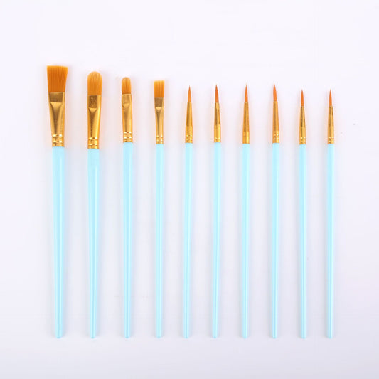 Blue Versatile 10-Piece Artist Paint Brush Set (10 Sets Included) - for Acrylic, Oil, Watercolor & Gouache V888-ELOSUNG46692