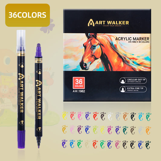 36-Colour Dual Tip Acrylic Paint Pens - Quick-Dry Waterproof Markers for Kids' Art & Crafts, Rock Painting V888-ELOSUNG46696