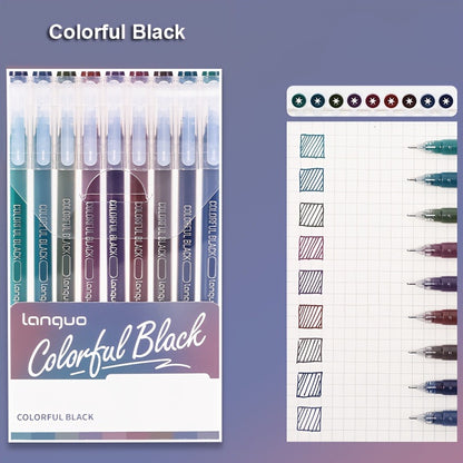 Colorful Black 9PCS/SetGel Pen Set - Vibrant Multi-Color Writing Instruments for Creativity V888-ELOSUNG46697