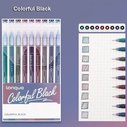 Colorful Black 9PCS/SetGel Pen Set - Vibrant Multi-Color Writing Instruments for Creativity V888-ELOSUNG46697