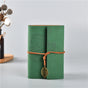 2PCS Green Vintage A5 PU Leather Journal with Leaf Charm - Ring Bound Refillable Notebook Set V888-ELOSUNG46698