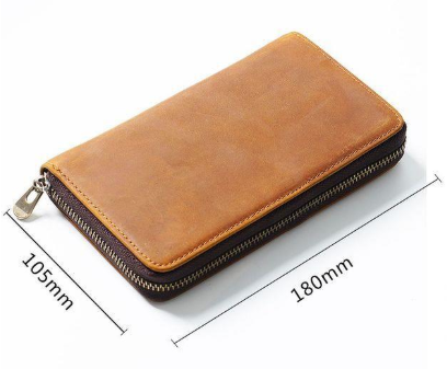 Black Genuine Crazy Horse Leather Fountain Pen Case Zippered Organiser Vintage Stationery Holder V888-ELOSUNG46702