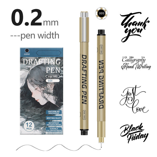 0.2mm 24-Piece Precision Drawing Pen Set - Waterproof Anime Sketching Pens for Students, Assorted Tips V888-ELOSUNG46703