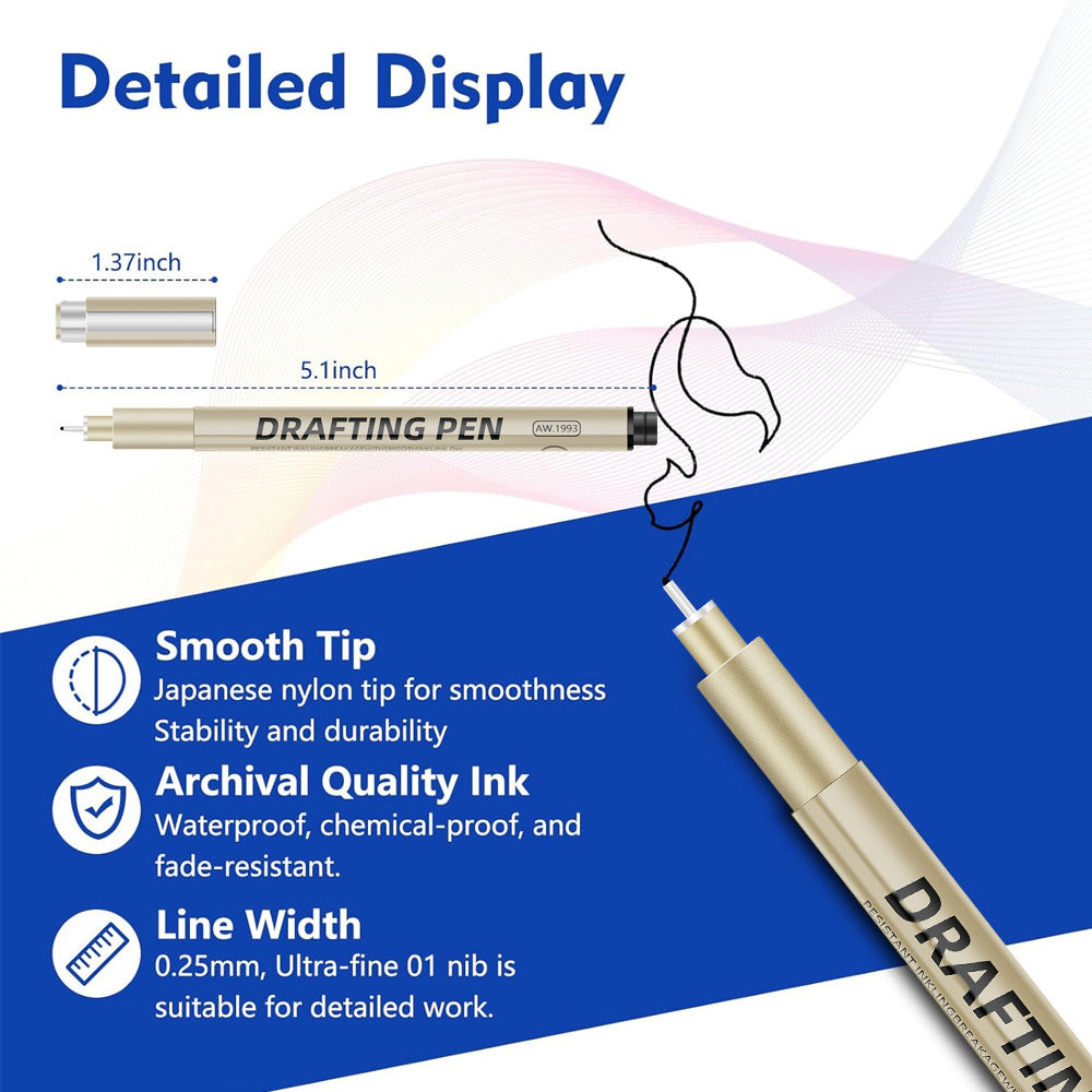 0.2mm 24-Piece Precision Drawing Pen Set - Waterproof Anime Sketching Pens for Students, Assorted Tips V888-ELOSUNG46703