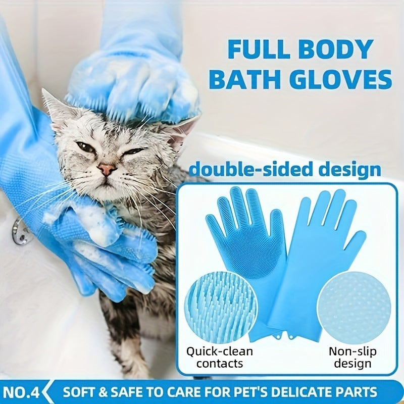 Blue 6-Piece Dog Grooming Bath Set - Absorbent Microfiber Towels & Wash Mitts for Shiny Coats V888-ELOSUNG46706
