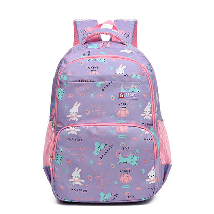 Purple Premium Large Capacity Cute Cartoon Student Backpack | Multi-Layered Casual School Bag | Ergonomic V888-ELOSUNG46722