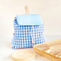 Blue Trendy Gingham Checkered Canvas Backpack | Aesthetic Student School Bag | Casual Daily Travel Daypack V888-ELOSUNG46727