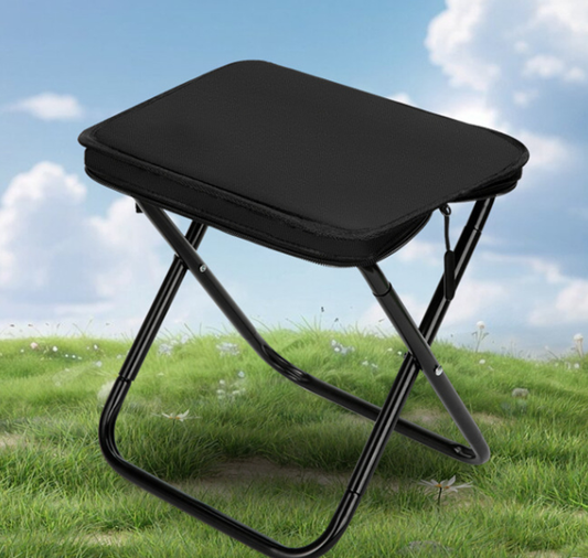 Black Heavy Duty Portable Folding Stool | Compact Lightweight Camping Seat with Carry Bag | Breathable Oxford V888-ELOSUNG46741