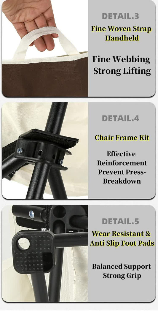 Black Outdoor Folding Camping Chair - Portable Lounge Chair, Lightweight Beach Chair, Fishing Stool, and V888-ELOSUNG46746
