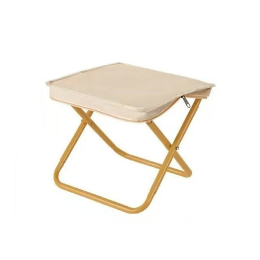 Beige Outdoor Folding Stool with Carrying Handle - Portable Camping Seat, Fishing Chair, Collapsible Zipper V888-ELOSUNG46749