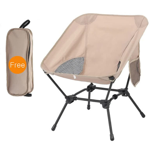 Beige Portable Lightweight Folding Beach Chair - Compact Fishing Chair with Square Legs for Outdoor Use V888-ELOSUNG46751