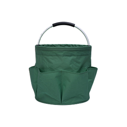 Green 17L Collapsible Handheld Storage Bucket | Multi-Pocket Portable Camping & Picnic Basket | Durable V888-ELOSUNG46754