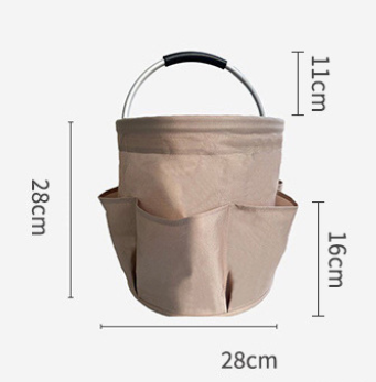 Green 17L Collapsible Handheld Storage Bucket | Multi-Pocket Portable Camping & Picnic Basket | Durable V888-ELOSUNG46754