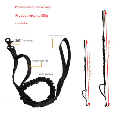 M Black Hands-Free Dog Leash with Adjustable Waist Belt - Shock Absorbing Bungee Lead V888-ELOSUNG46762
