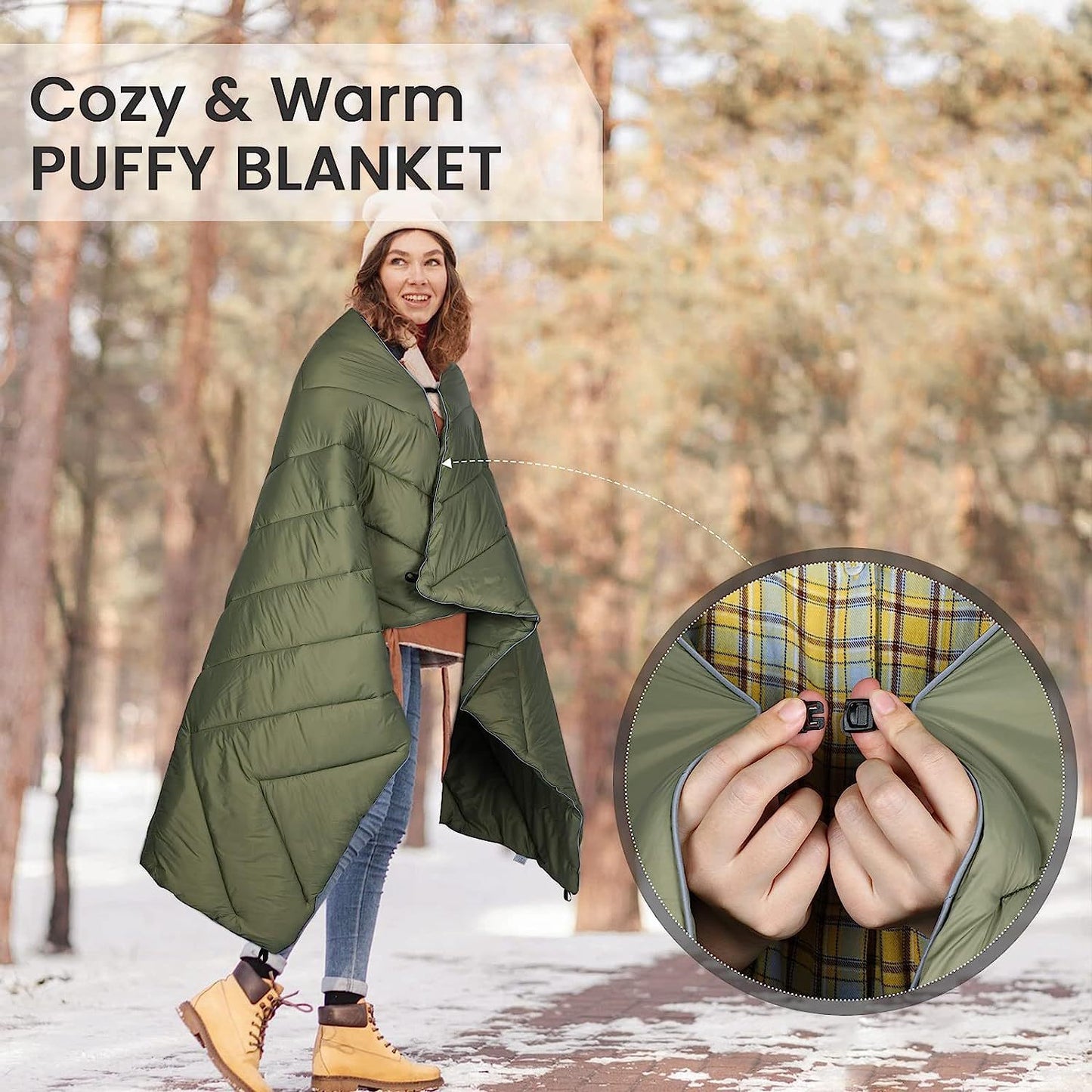 Grey Compact Lightweight Quilted Blanket - Soft, Warm, and Portable for Outdoor Adventures V888-ELOSUNG46769