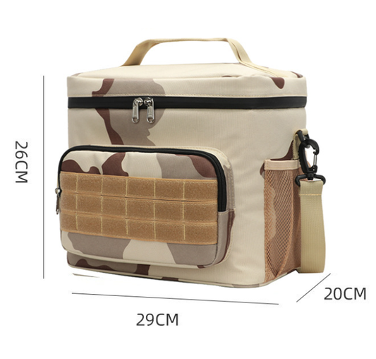 Black-white and Grey Camouflage Tactical Insulated Camouflage Lunch Bag | Large Capacity Waterproof Oxford V888-ELOSUNG46780