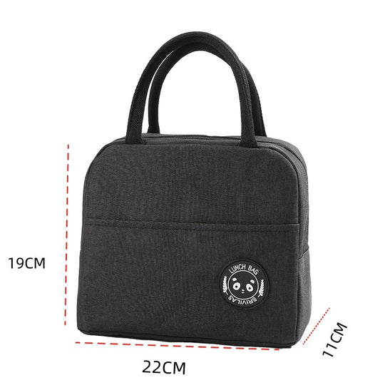 Black Portable Insulated Lunch Bag for Kids & Adults | Cute Panda Thermal Bento Tote | Lightweight V888-ELOSUNG46785