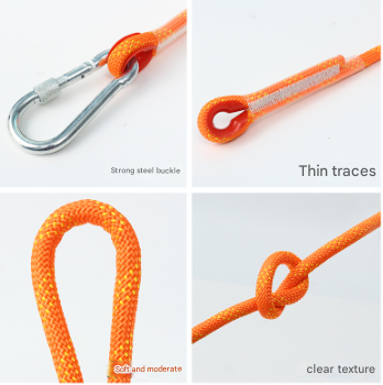 Orange 10mm Double Hook Climbing Rope Set - 20m Durable Outdoor Safety Rescue Cord V888-ELOSUNG46802