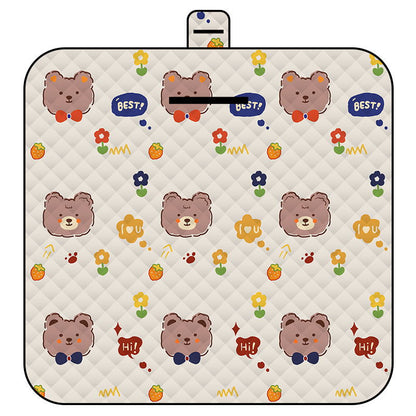 Cute Bow Tie Bear Thick Waterproof Foldable Picnic Mat - 150x200cm for Camping & Beach V888-ELOSUNG46806