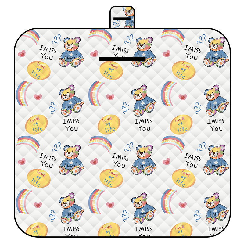 Rainbow Bear Thick Waterproof Foldable Picnic Mat - 150x200cm for Camping & Beach V888-ELOSUNG46807