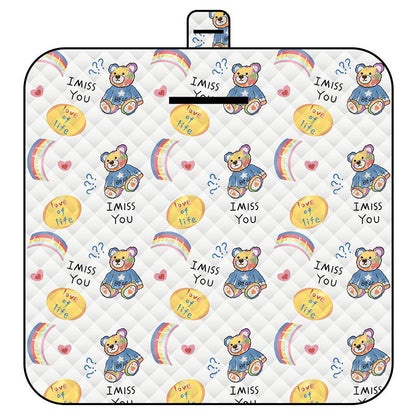 Rainbow Bear Thick Waterproof Foldable Picnic Mat - 150x200cm for Camping & Beach V888-ELOSUNG46807