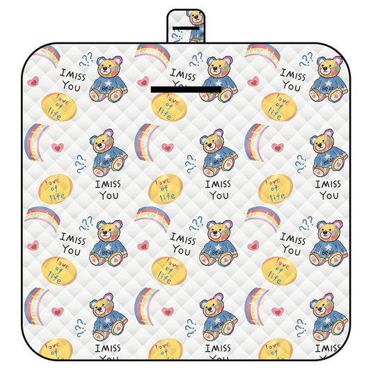 Rainbow Bear Thick Waterproof Foldable Picnic Mat - 150x200cm for Camping & Beach V888-ELOSUNG46807