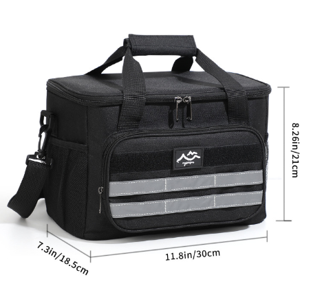 Black Versatile Large-Capacity Picnic Insulated Bag - Detachable Shoulder Strap & Ice Pack V888-ELOSUNG46808
