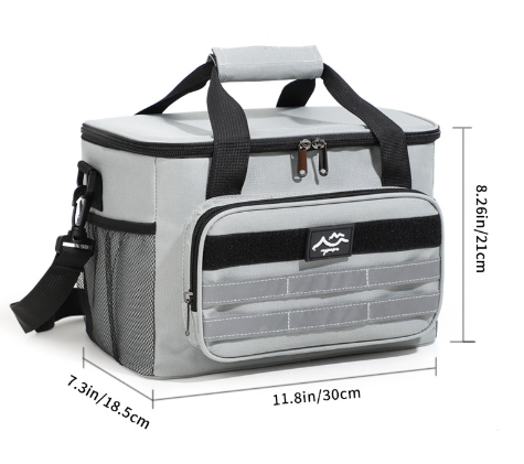 Grey Versatile Large-Capacity Picnic Insulated Bag - Detachable Shoulder Strap & Ice Pack V888-ELOSUNG46809