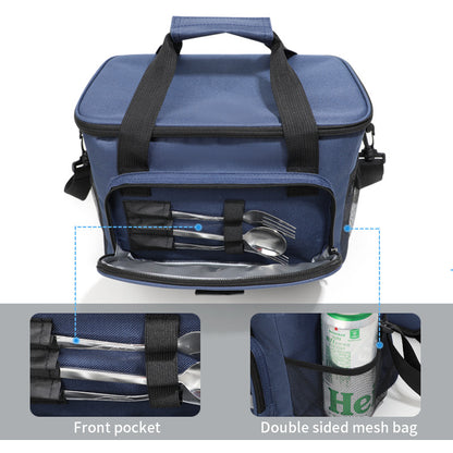 Grey Versatile Large-Capacity Picnic Insulated Bag - Detachable Shoulder Strap & Ice Pack V888-ELOSUNG46809
